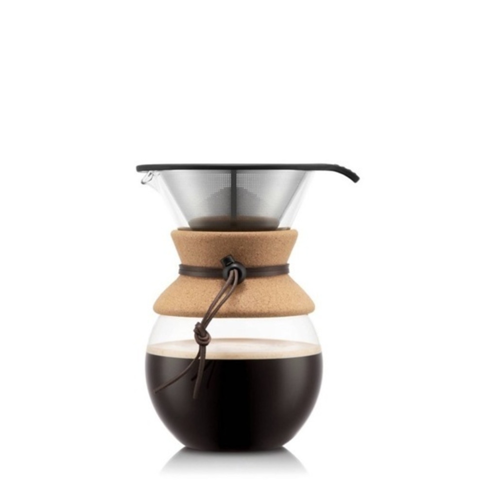 Glass Coffee Brewer with Wood Accent